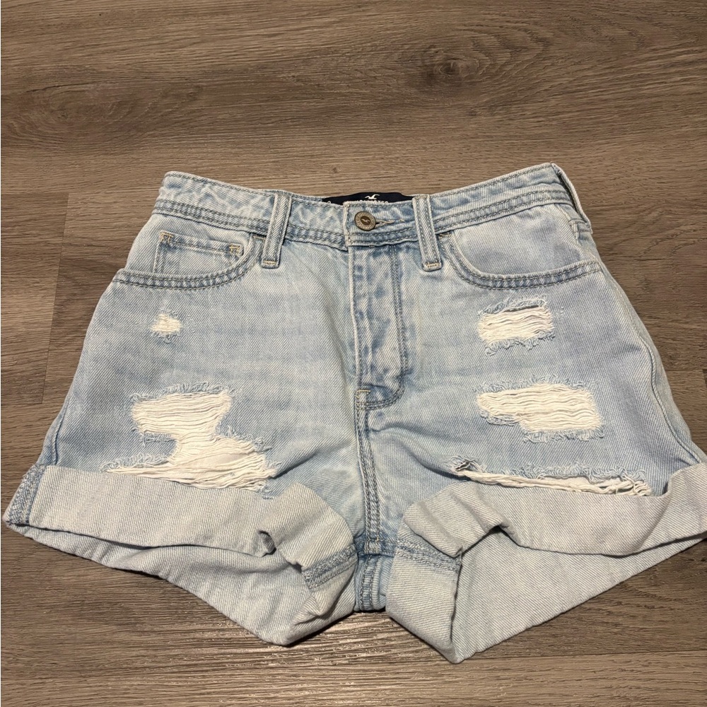 Hollister Light Blue Ripped Jean Shorts